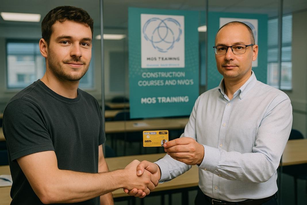 An AI photo of MOS Training presenting a student with their Gold Card.