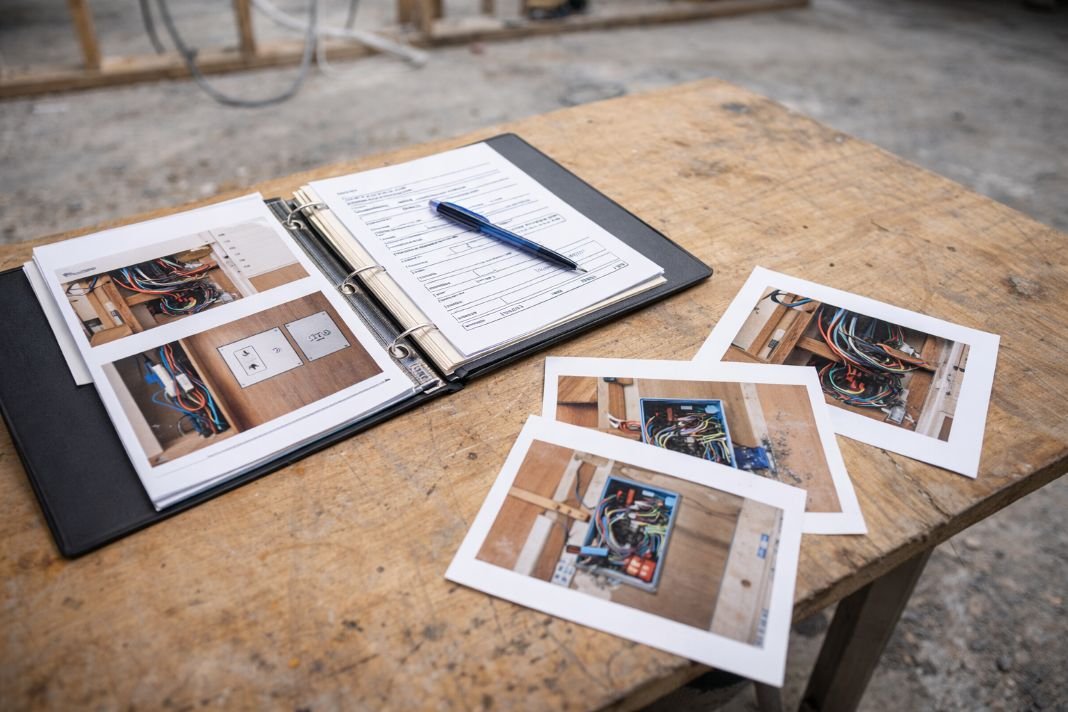 AI image of construction site job documentation display