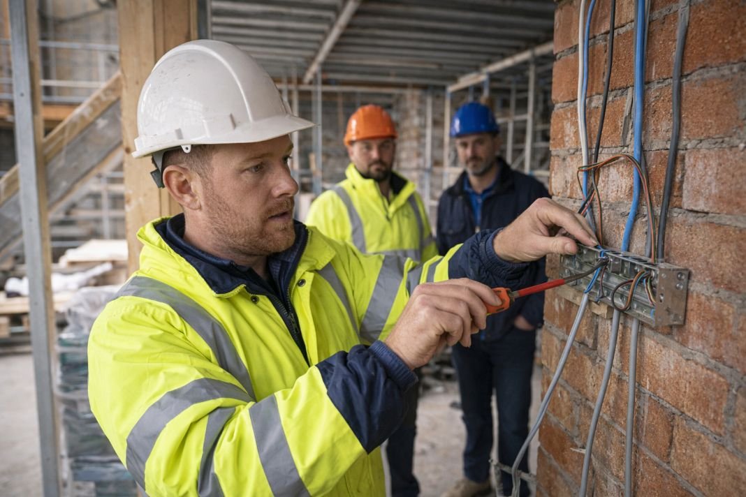 AI image of electrician at work on site