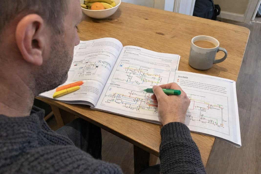 AI image of studying electrical circuits at the table AI image of studying electrical circuits at the table